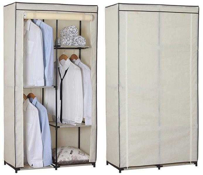 Canvas Medium Clothes Storage Wardrobe Unit Rack Rail