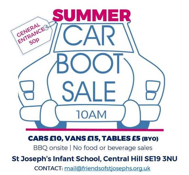 CAR BOOT SALE AT ST JOSEPH039S CROWN DALE SE19 3NX