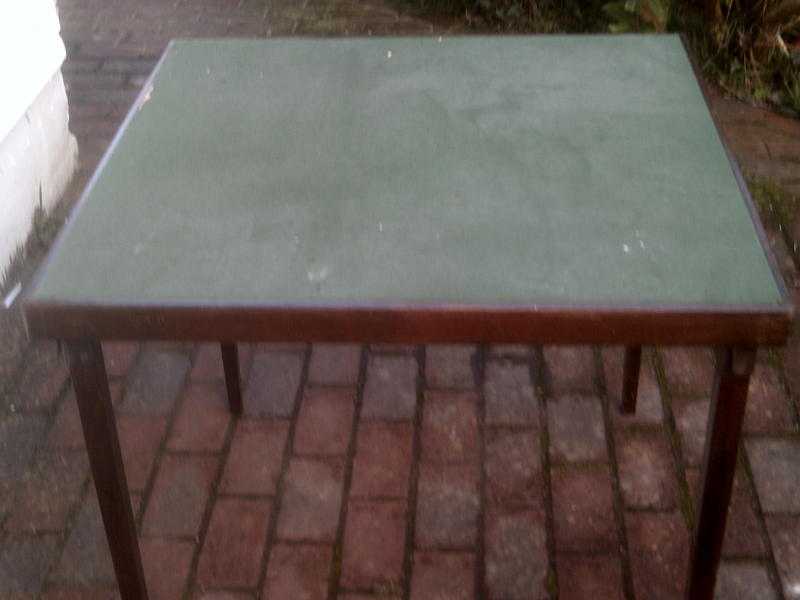 Card table, vono foldaway table, green baize top.