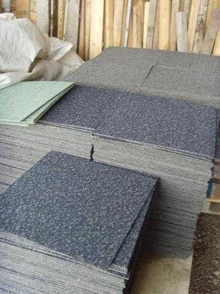 Carpet tiles 90 pence each, green or red fleck