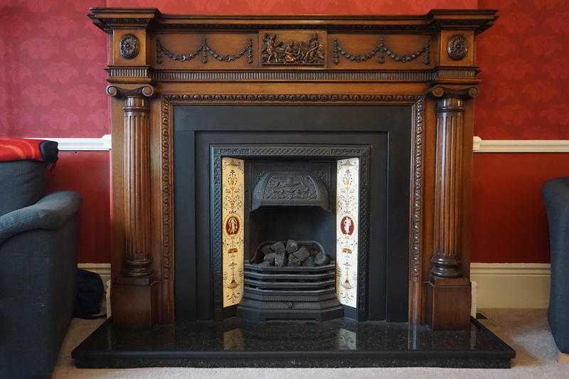Cast Iron Fireplace and Mahogany Mantle