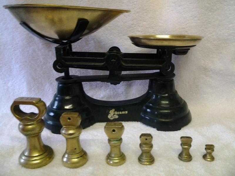 cast iron kitchen scales with brass weights