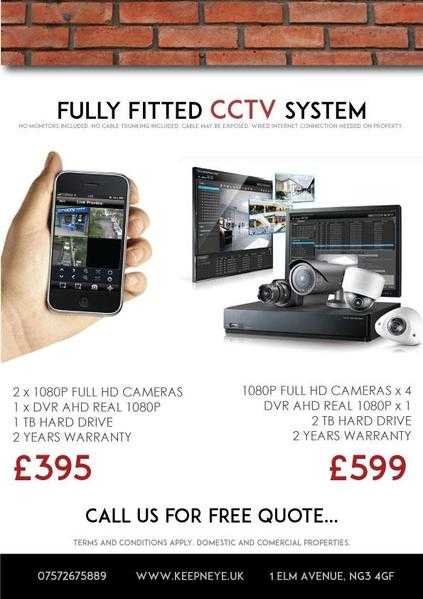 CCTV SYSTEM FULL 1080P HD - FULLY FITTED DOMESTIC OR COMERCIAL. WITH APP IOS OR ANDROID