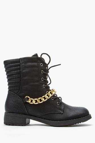 CHAIN EMBELLIS HED BIKER BOOTS