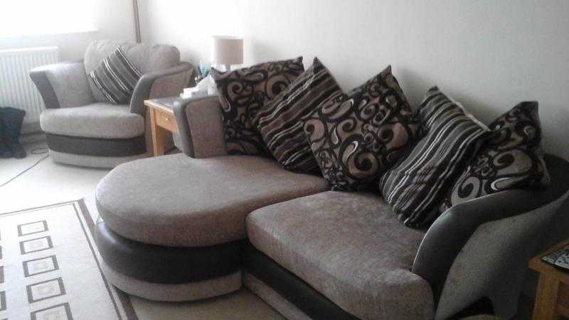 Chaise end sofa and matching bucket armchair