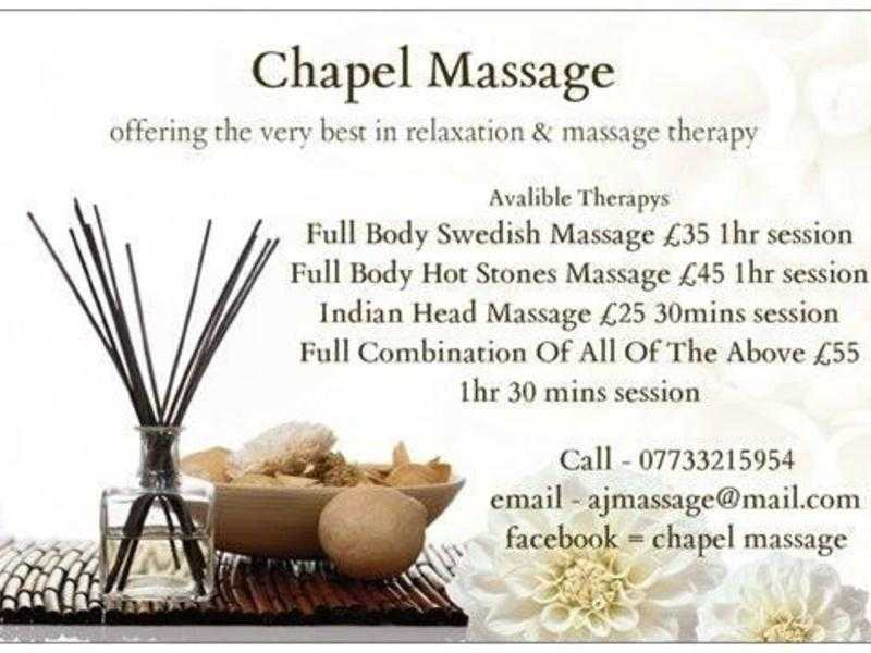 Chapel massage  is offering the very best in swedish indian head hotstones amp lymphatic drainage