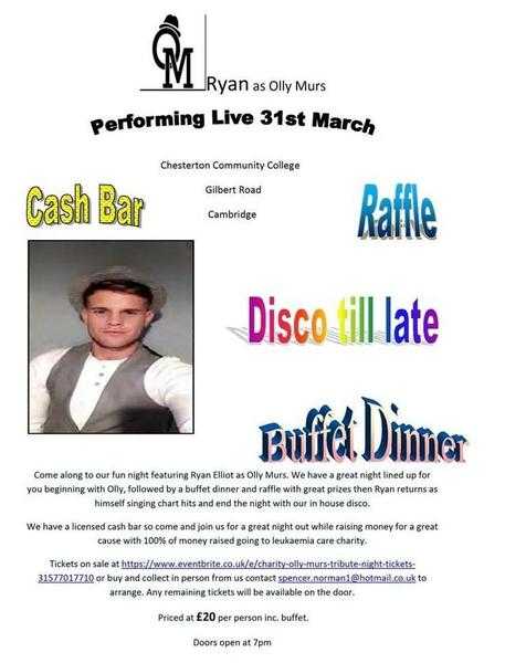 Charity Olly Murs tribute night