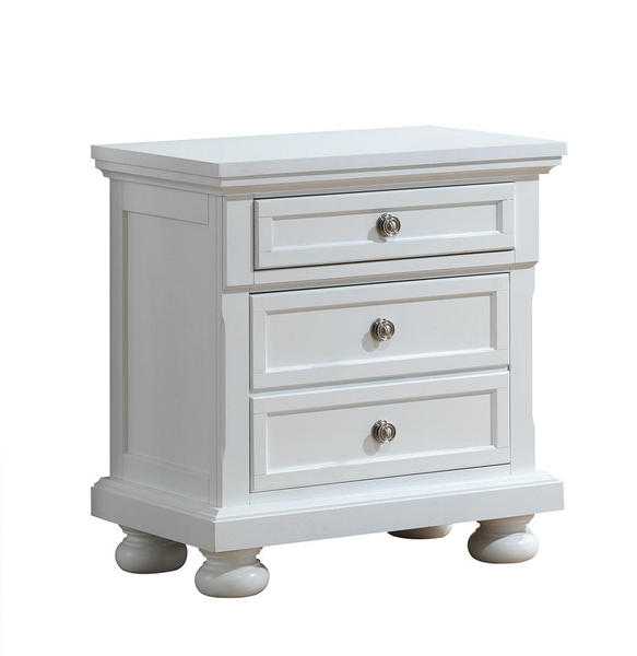 CHARLES 3 DRAWER BEDSIDE TABLE WHITE WITH 2 LARGE DRAWERS 1 JEWEL DRAWER