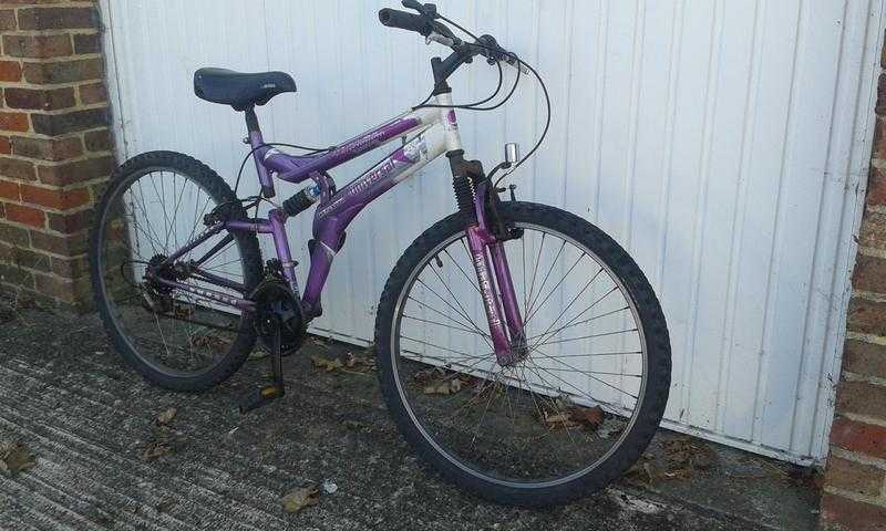 Cheap Ladies Purple dual suspension Mountain Bike 15 Gears