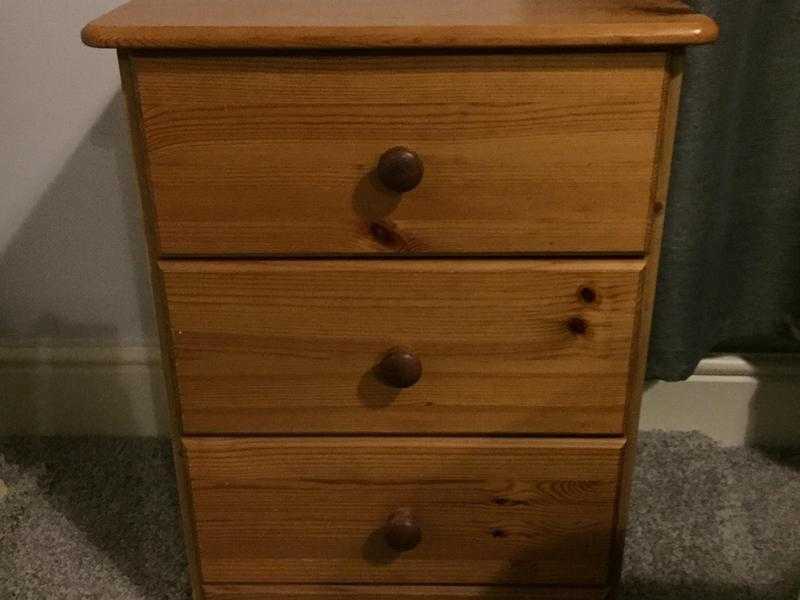 Chest of drawers and bedside table for sale