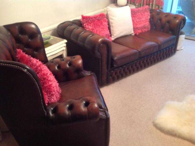 Chesterfield leather two piece suite