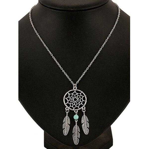 Chic Feathers Hollow Out Spider Web Pendant Necklace For Women