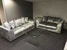 Chicargo 32 Seater Sofa - Crushed Velvet - Steel - 10 Colours Available UK Made