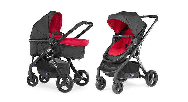 Chicco Urban Plus Stroller, With Colourpack And Autofix Car Seat, Red Passion