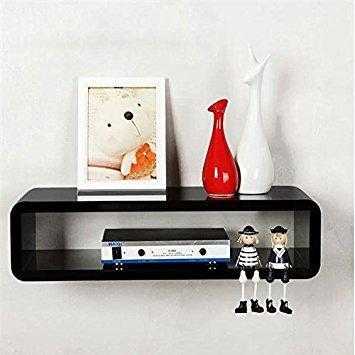 chinkyboo 50x15x27cm amp Black Floating Wall Mount Shelf Cube Sky Box DVD HIFI Unit Shelf