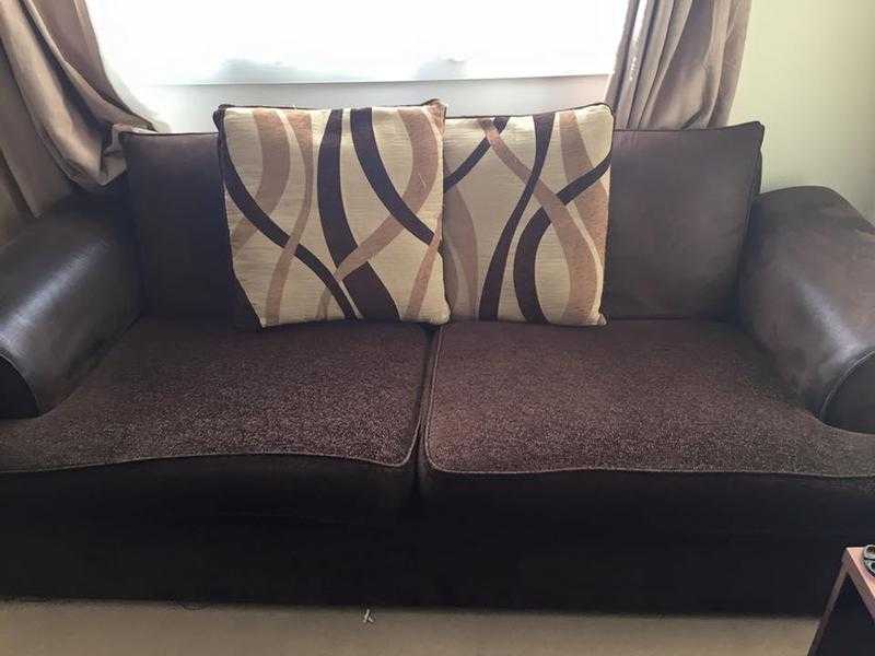 chocolate brown 3 amp 2 seater sofa for sale.