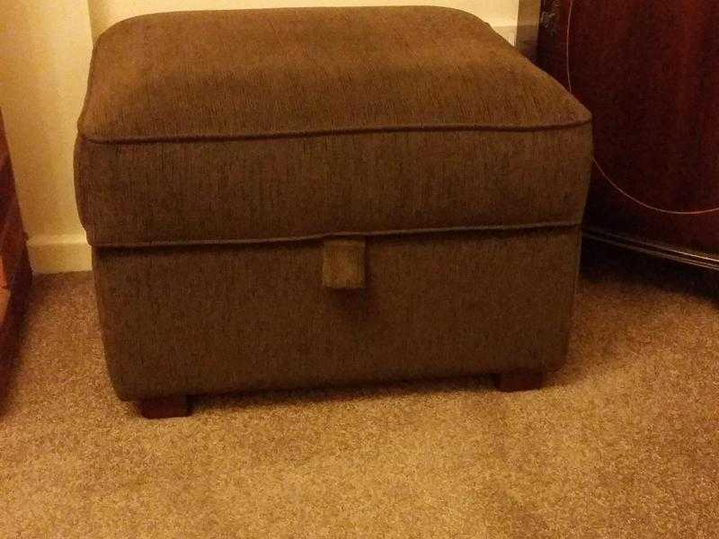 Chocolate brown pouffe storage  boxfootstool chenille  fabric.