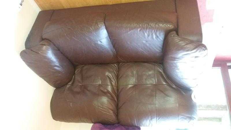 Chocolate leather  2 seater sofa