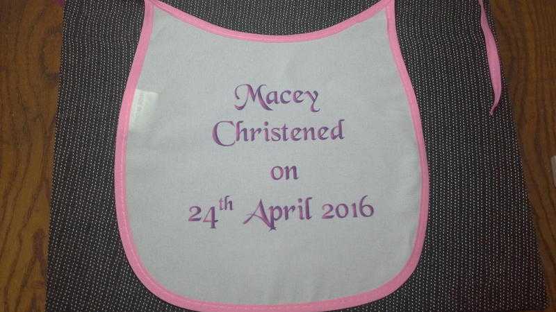 Christening Baby BibPersonalisedBlue or Pink