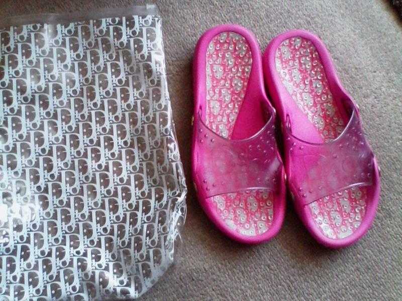 Christian Dior Pink SandalsBeach Shoes UK 7...WORN ONCE. wBAG (ORIGINAL) FREE POSTAGE