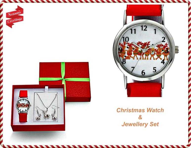 CHRISTMAS WATCH AND JEWELLERY SET