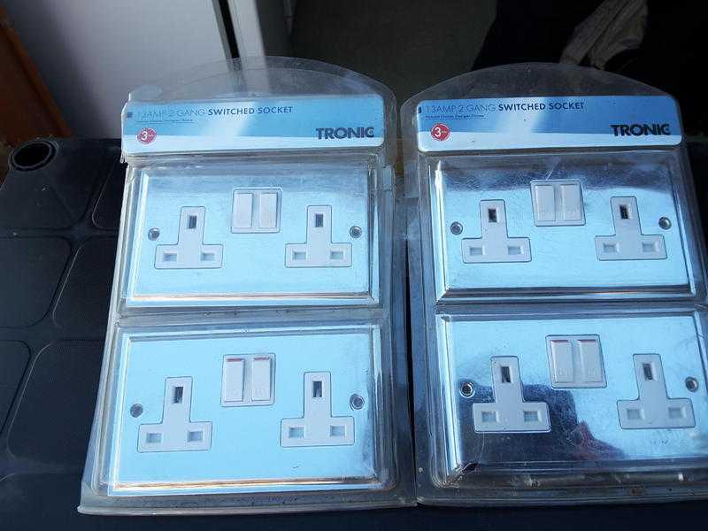 Chrome 13amp wall sockets. X 2 pairs. New.