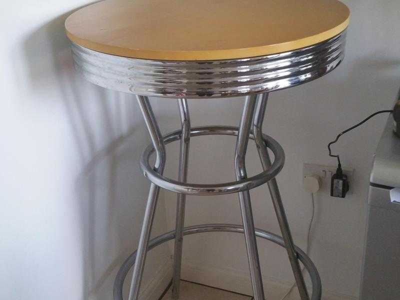 chrome and wooden table for sale