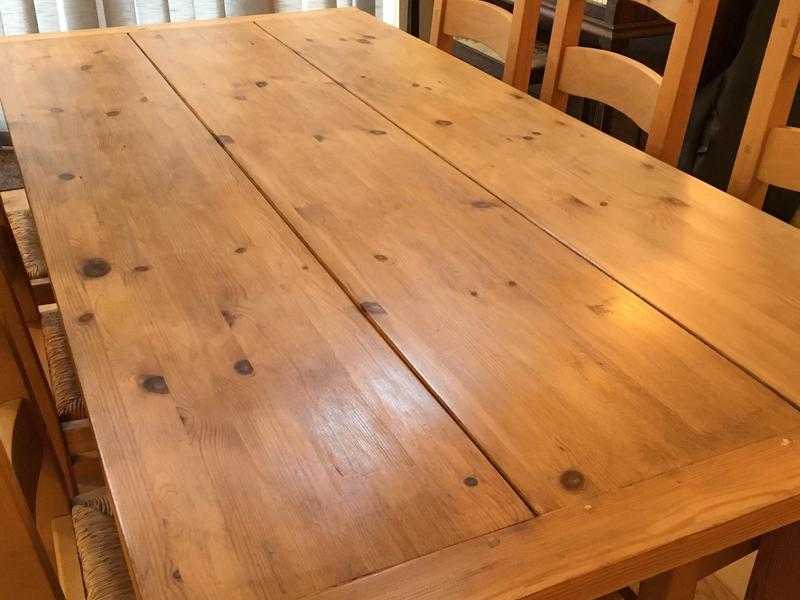 Chunky Farmhouse Pine Dining Table and 6 chairs