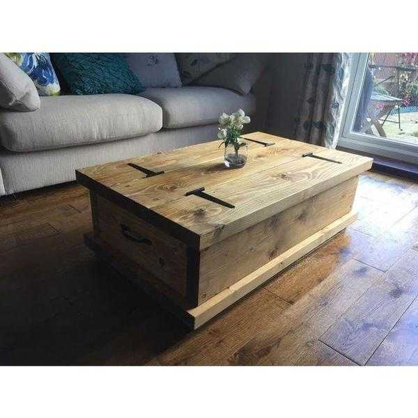 CHUNKY RUSTIC COFFEE TABLE CHEST SOLID WOOD MEDIUM OAK STAIN FREE UK DELIVERY BRAND NEW