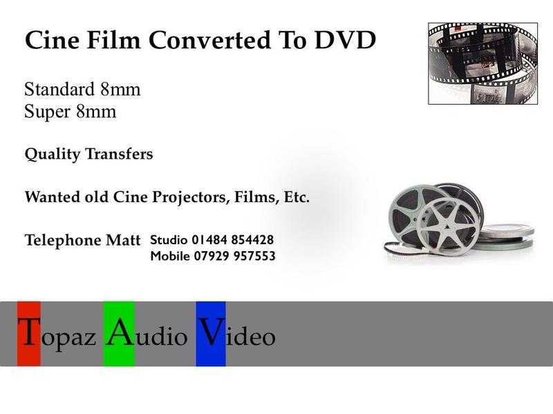 Cine Film, Standard 8, Super 8, 35MM Slides Transferred to DVD.