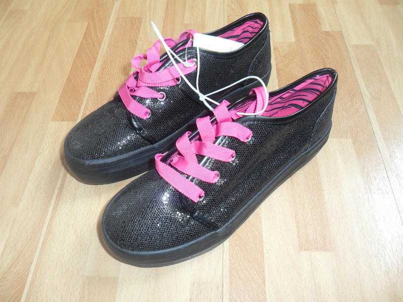 CIRCO GIRL039S GLITTERY TRAINERS WITH PINK LACES