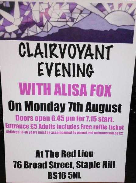 Clairvoyant evening with Alisa Fox