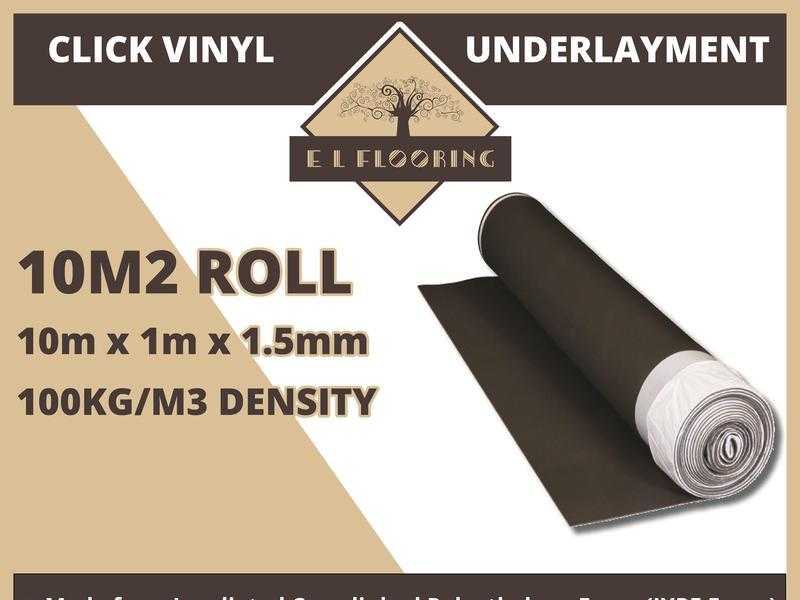 Click Vinyl Flooring Underlay - High Density Acoustic Foam 1.5mm - 10m2 roll