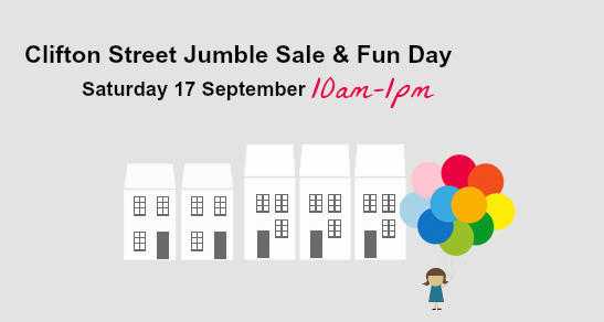 Clifton street JUMBLE SALE Saturday 17th September 10am-1pm Brighton BN1