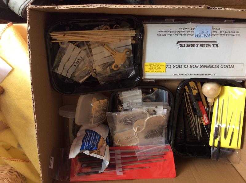 Clock parts and tools for sale