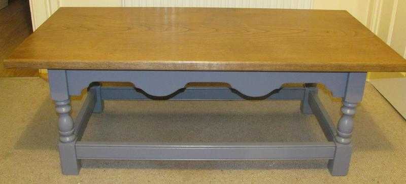 Coffee Table - Grey Slate Paint  Medium Oak Beeswax