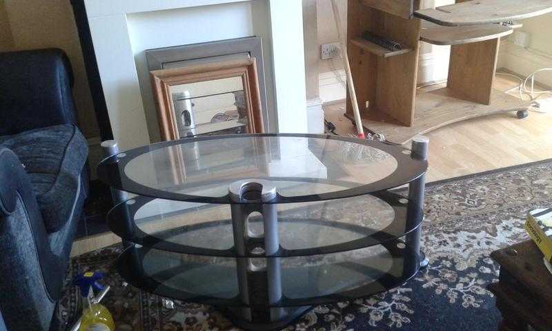 Coffee Table TV Stand Black Glass Table