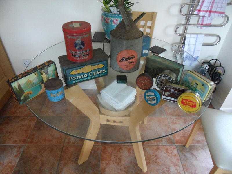 Collection of branded tins from 1950s