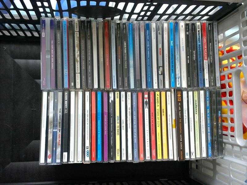 Collection of CDs.