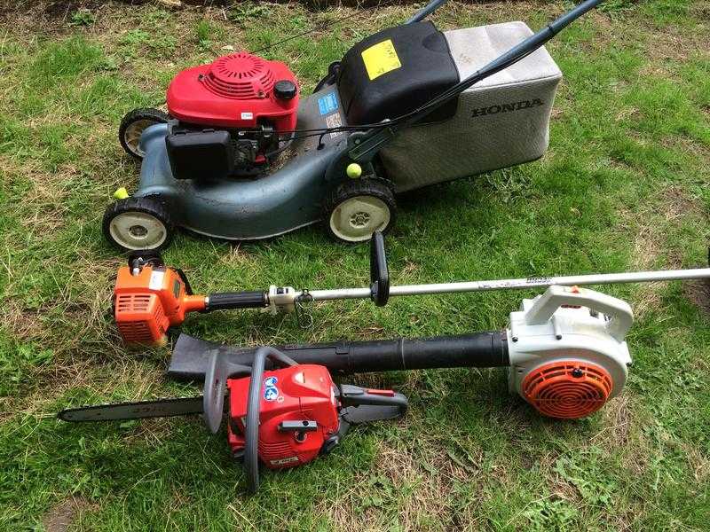 Collection of garden machinery honda mower stihl blower echo strimmer Efco chainsaw