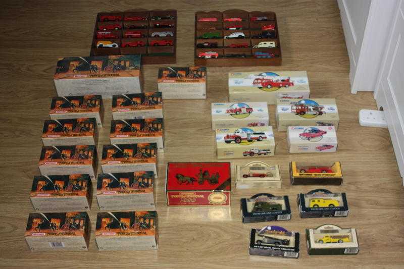 Collection of matchbox and corgi fire engines