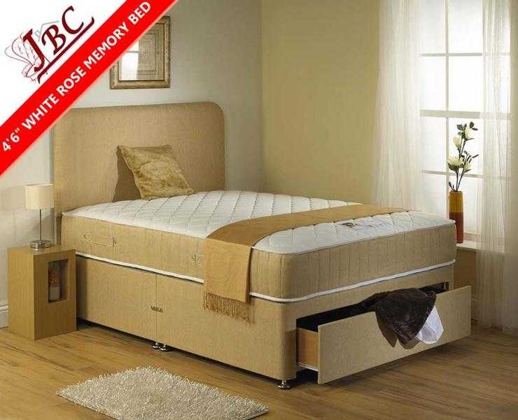 COMPLETE DOUBLE BED WHITE ROSE MEMORY POCKET (1500) - SPECIAL OFFER