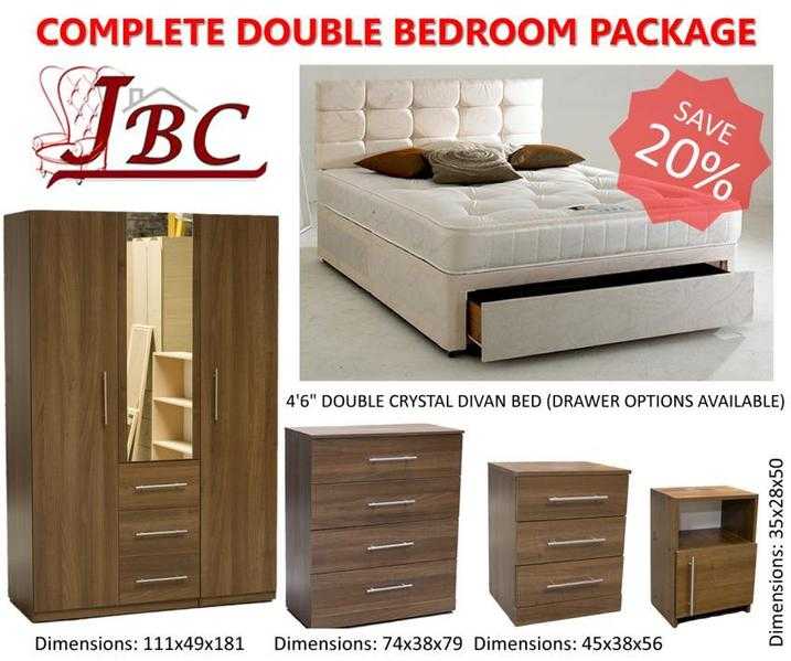 COMPLETE DOUBLE BEDROOM FURNITURE PACKAGE - SPECIAL OFFER