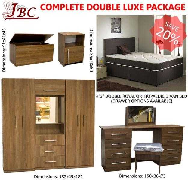 COMPLETE DOUBLE BEDROOM LUXE FURNITURE PACKAGE - SPECIAL OFFER