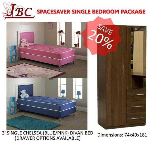 COMPLETE SINGLE BEDROOM SPACESAVER FURNITURE PACKAGE - SPECIAL OFFER