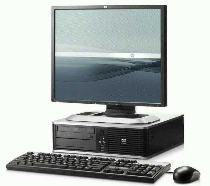 COMPUTER PC HP DESKTOP WINDOWS 7 INTEL CORE 2, 80GB, 2GB RAM, 17INCH HP TFT SCREEN, INCLUDES KEYBOA