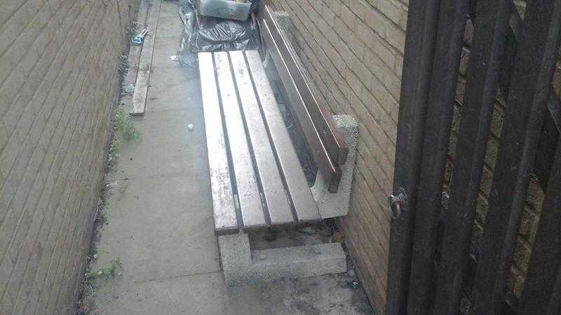 concrete and wooden seat bench, garden furniture