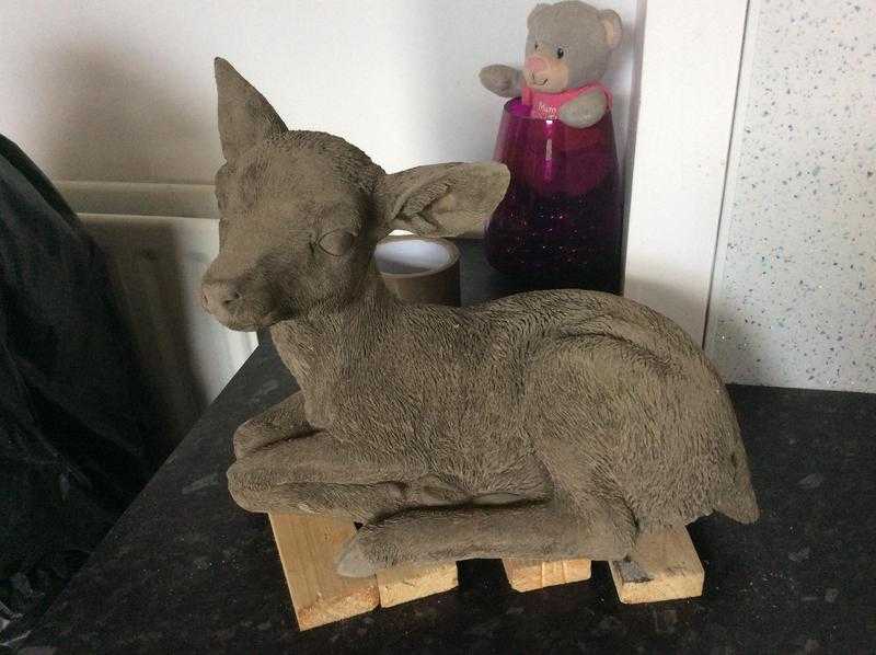 Concrete garden fawn ornament