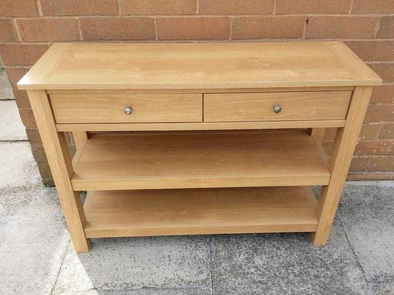 Console Table Oak finish 2 Drawer 2 Shelf