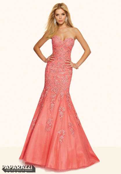 CORAL MERMAID LACE PROM DRESS SIZE 12